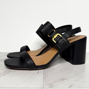 Franco Sarto Omyrah Black Stacked Heel Sandal 10M